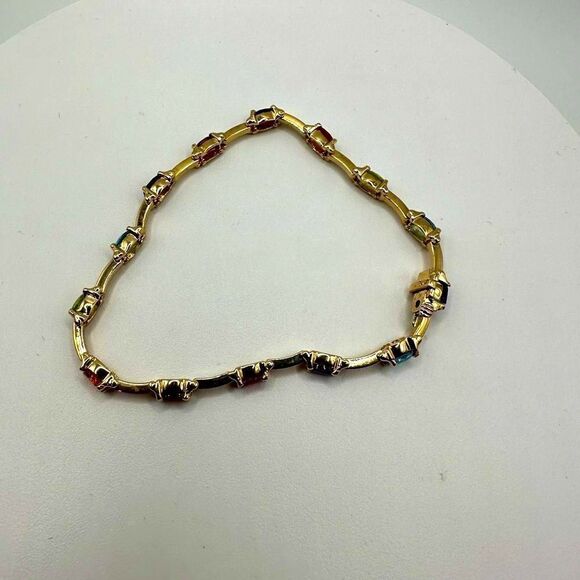 7.25", 14kt yellow gold and multi-gemstone tennis bracelet! - Picture 10 of 16
